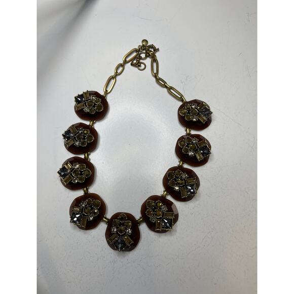 J.Crew J Crew statement necklace gold tone burnished signed costume jewelry - Picture 8 of 16